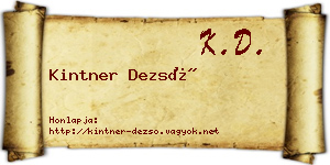 Kintner Dezső névjegykártya